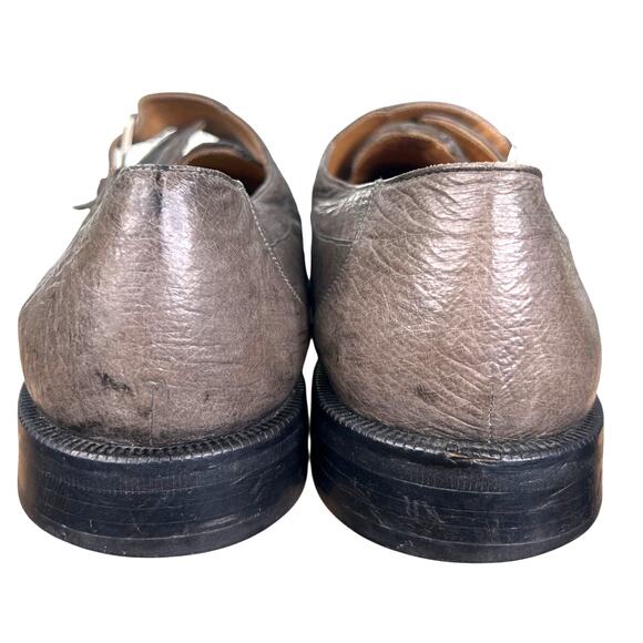 Vintage Aventura Men’s Ostrich Grey Leather Monk Strap Dress Shoe Size 10.5 main image 6